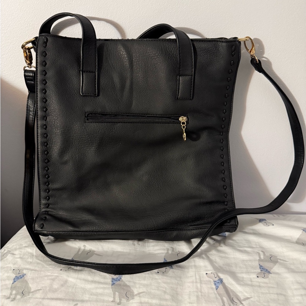 Elegant Black Leather Tote Bag